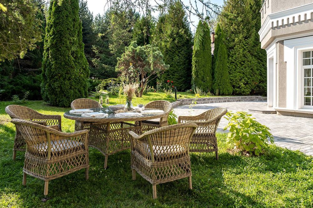 "Эспрессо-150 S" обеденная группа плетеная, цвет соломенный