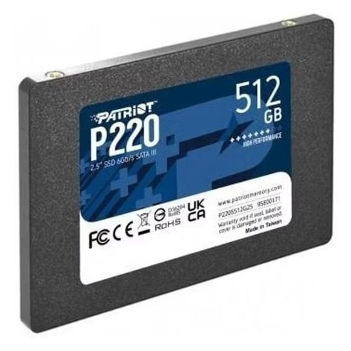Жесткий диск SSD 2.5" 512Gb Patriot P220, 550/500MBs, 50000 IPOS, TLC 3D NAND, SATA-III (P220S512G25)