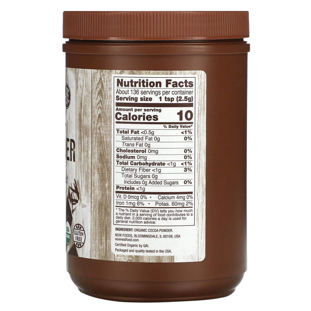 NOW Foods, Real Food, Cocoa Lovers, органический какао-порошок, 340 г (12 унций)