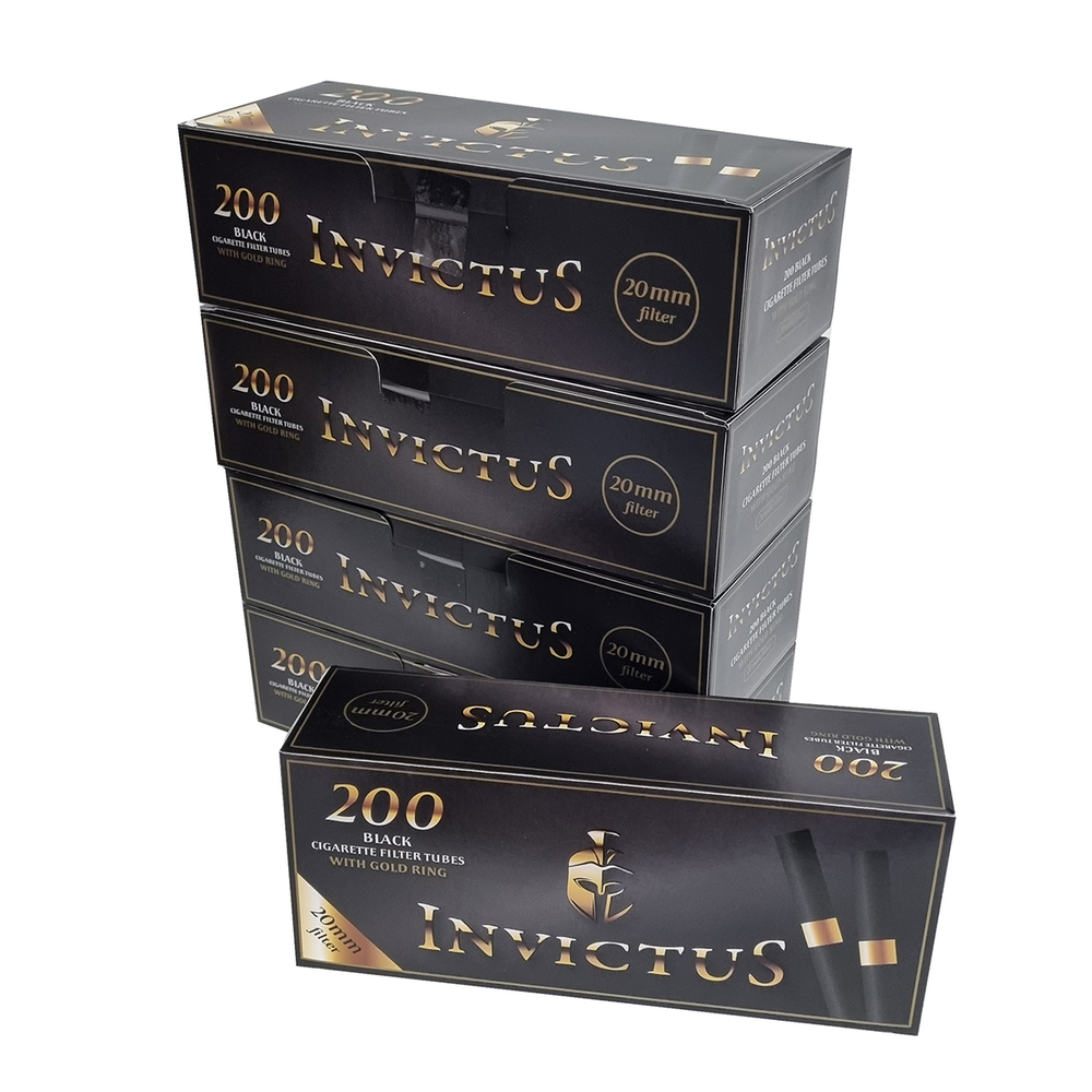 Гильзы для сигарет "Invictus" Black Long 20mm Filter 5х200шт (Комплект)