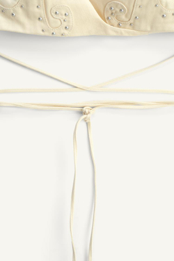 ZARA ТОП С КОНТРАСТНЫМИ ДЕТАЛЯМИ, БЕЖЕВЫЙ