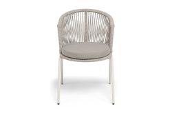 "Люксембург" стул плетеный из роупа, каркас из стали (RAL1013) муар, роуп бежевый круглый, ткань бежевая 15052