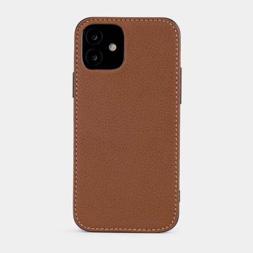 Накладка для iPhone 12/12Pro из кожи теленка, цвета карамель