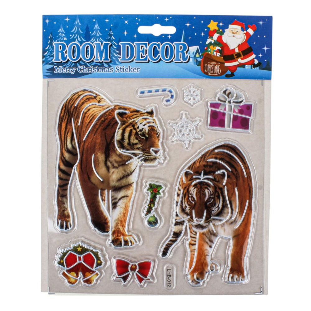 Наклейка новогодняя 18*22 см, 6 видов микс, пакет