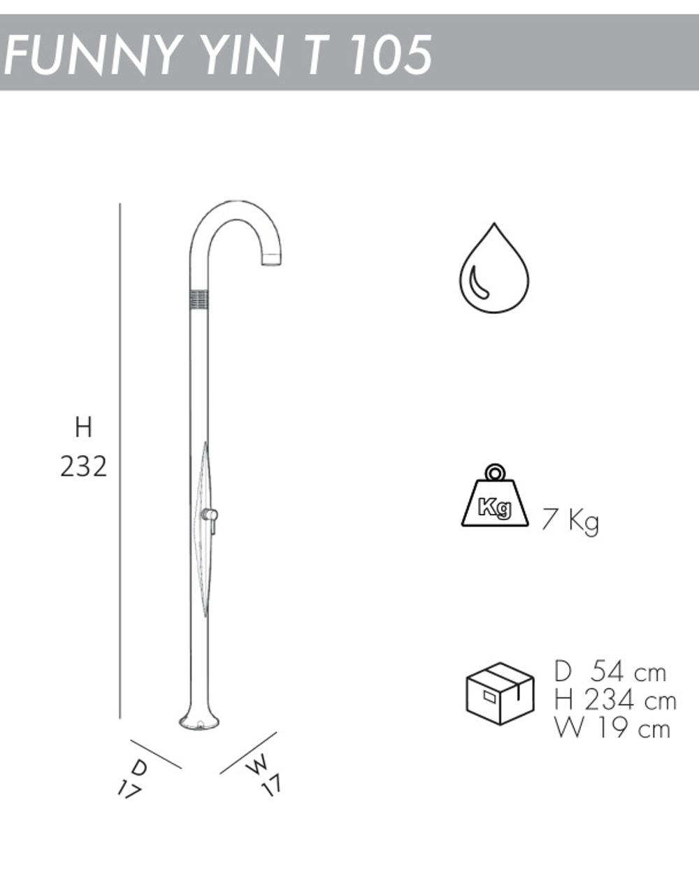 Душ уличный Arkema Funny Yin T 105, антрацит