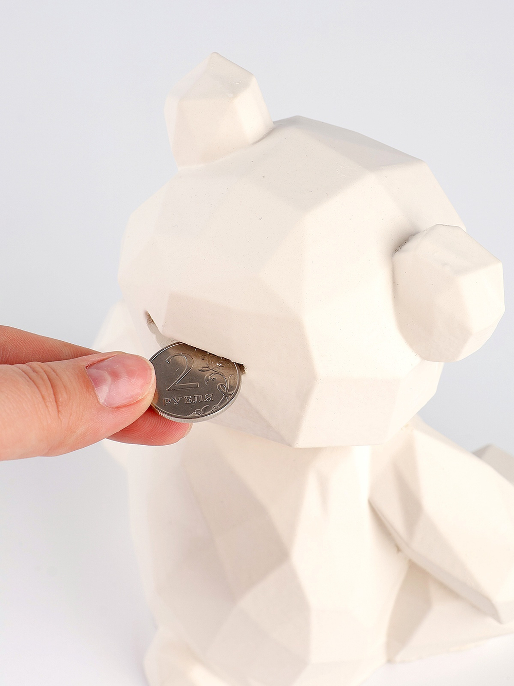 Копилка-раскраска из гипса Полигональный мишка