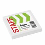 Блок самоклеящийся (стикеры) STAFF "MANAGER" 76х76 мм, 100 листов, белый, 129350