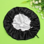 Шапочка атласная косметическая для сна и укладки волос «KLEVER», двухсторонняя, цвет черный янтарь, 58р