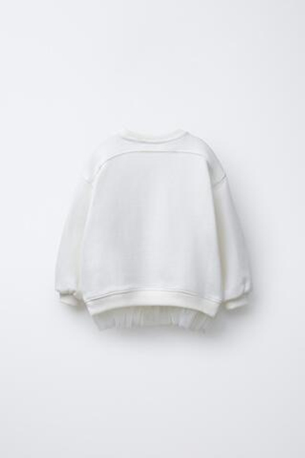 ZARA ТОЛСТОВКА С ЦВЕТОЧНЫМ ПРИНТОМ, ЖЕЛТОВАТО-БЕЛЫЙ