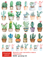 Трансфер переводной - декаль для свечей и гипса кактусы 006
