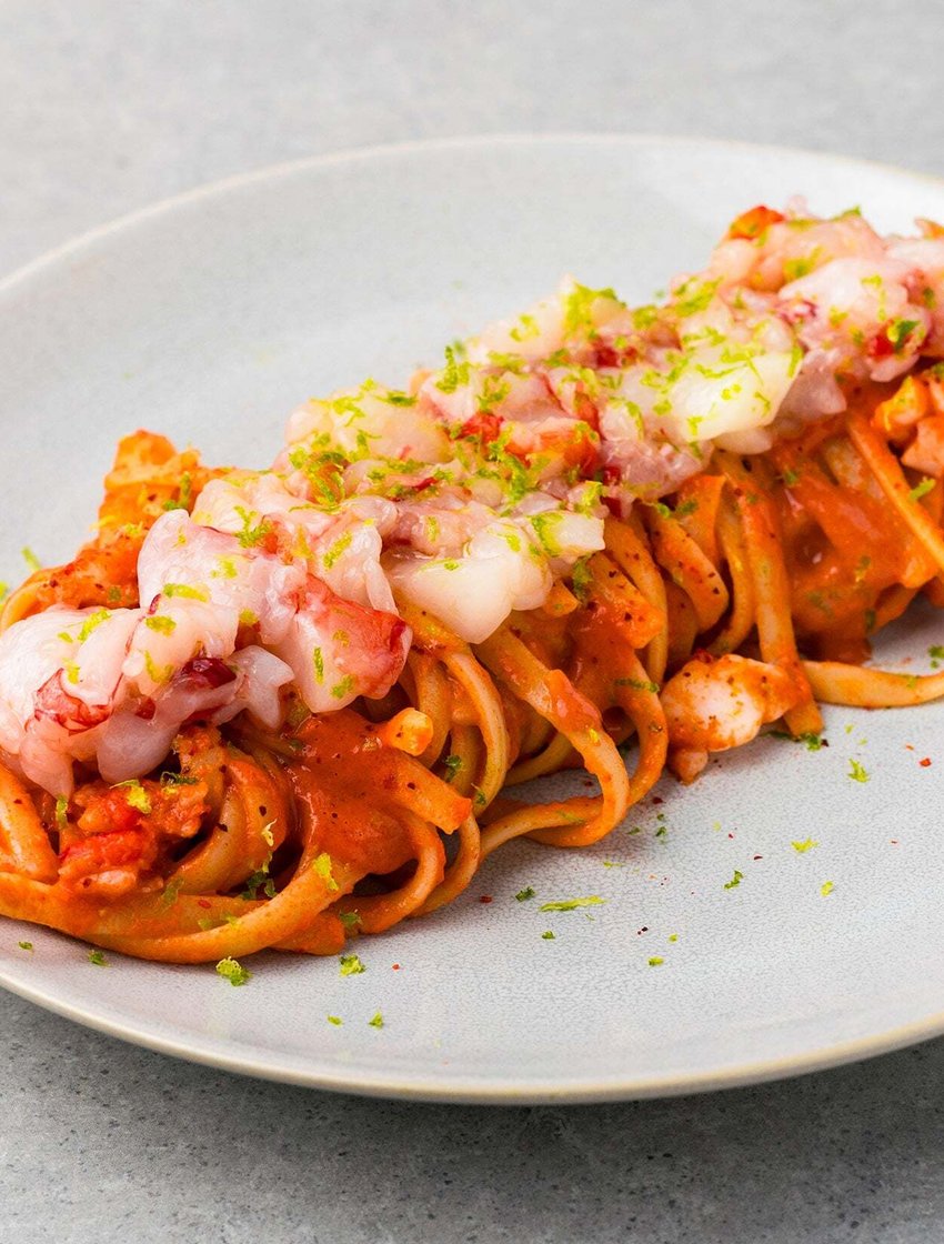 Креветки с кешью-кориандровым песто