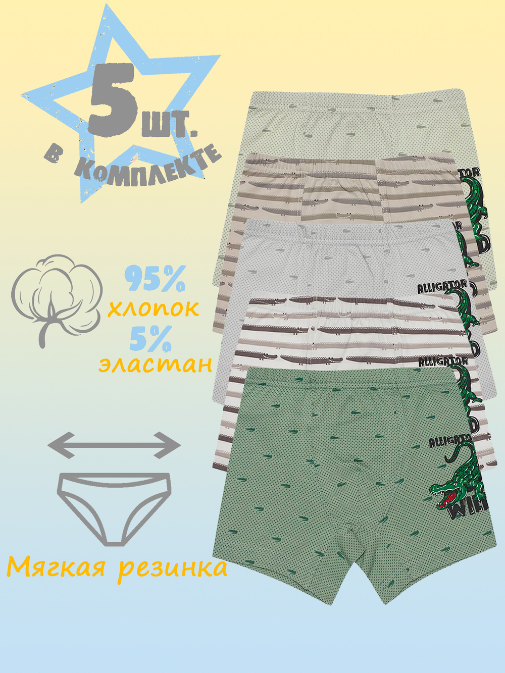 Боксеры для мальчика (5 штук в упаковке)