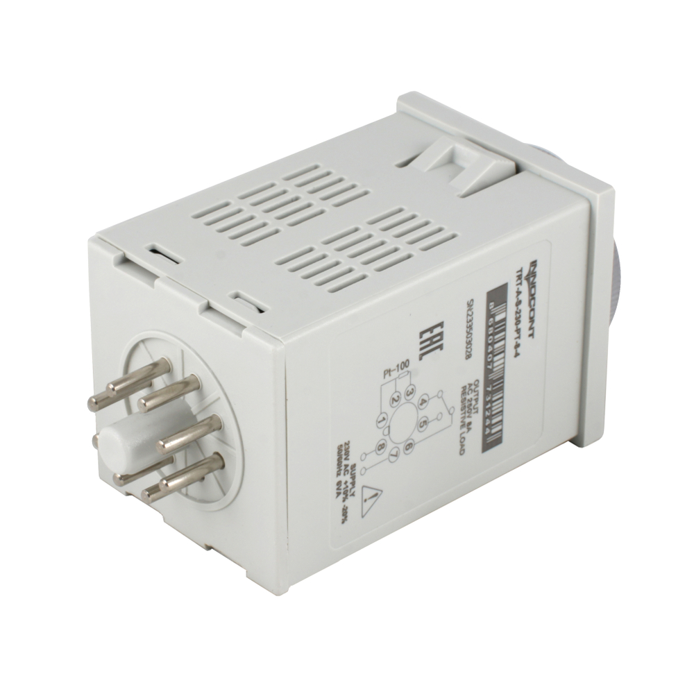 Температурный контроллер INNOCONT с аналоговым управлением, 48х48х82 мм,вход Pt100, 0...400C, выход реле, ON/OFF, 230VAC, электросоединение под розетку 8pin