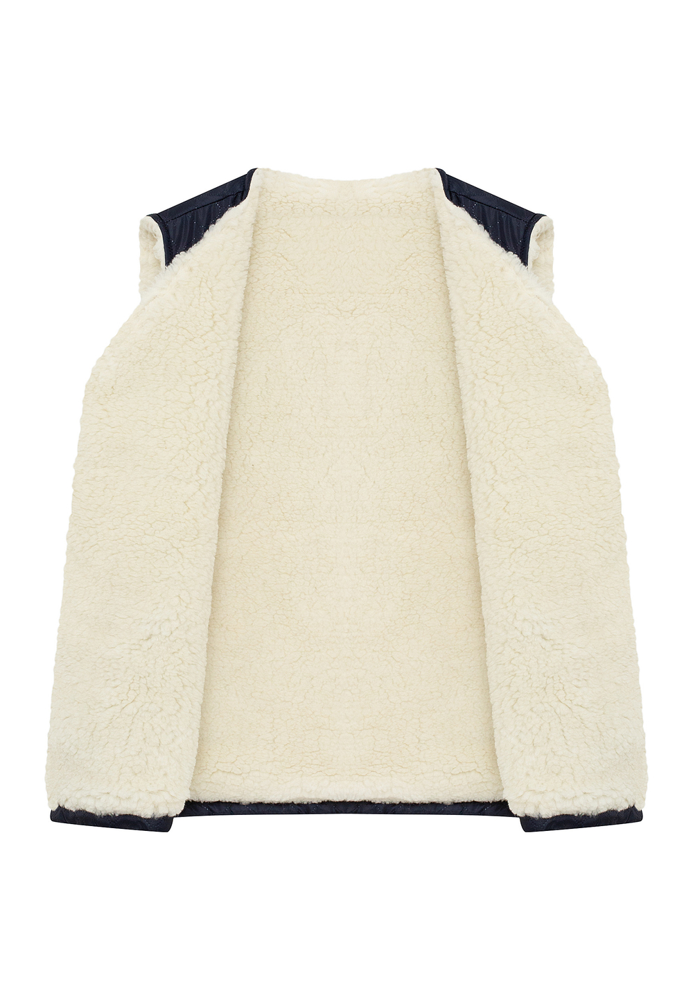 Домашний Жилет "СЕВЕРНЫЙ ПУТЬ" на меху из натуральной овечьей шерсти (Темно-синий)