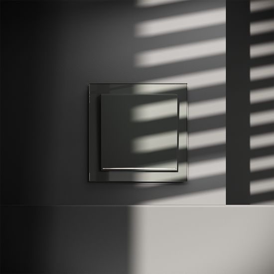 Выключатель встраиваемый VOLTUM S70 одноклавишный с подсветкой 10А, (титан)