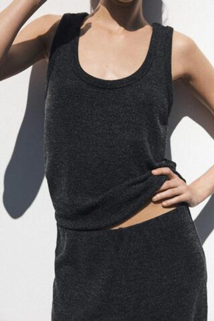 ZARA ТОП ИЗ МЯГКОЙ ТКАНИ, СЕРЫЙ С МЕЛАНЖЕВЫМ ЭФФЕКТОМ