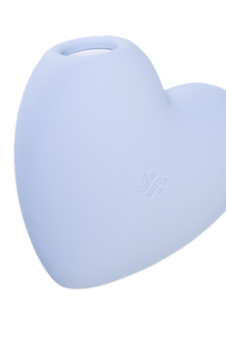 Вакуум-волновой стимулятор клитора с вибрацией Satisfyer Cutie Heart, силикон, голубой, 7,7 см