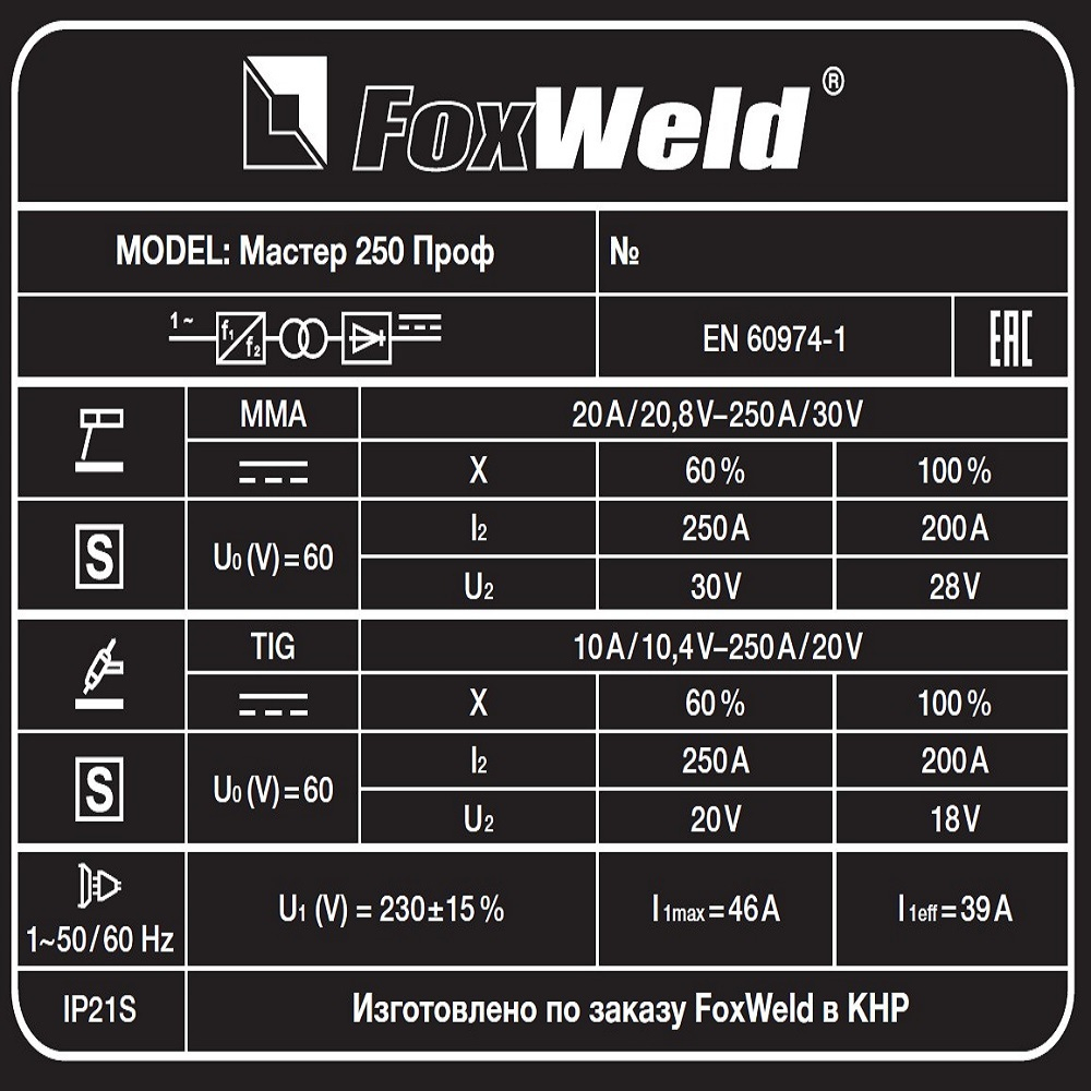 Сварочный аппарат FoxWeld Мастер 250 Проф