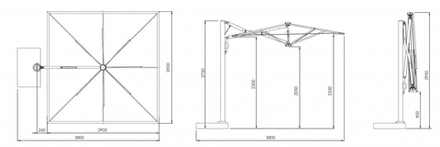 Зонт профессиональный 2.9х2.9 м Scolaro Astro Timber, имитация ироко, слоновая кость