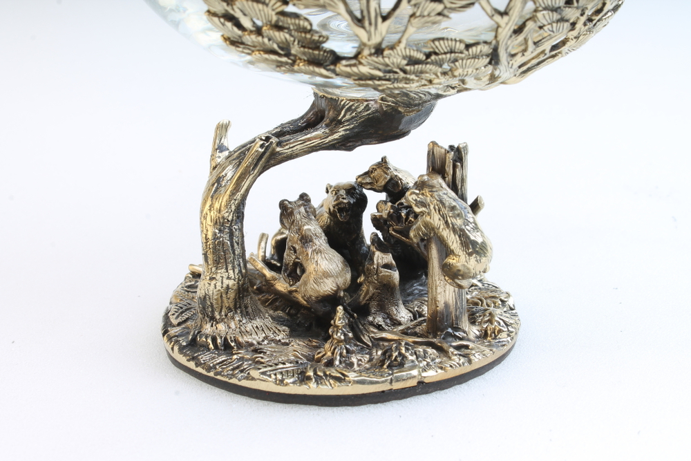 Набор из 2-х бокалов для коньяка "Три медведя" и "Охота на глухаря" (подарочный футляр)