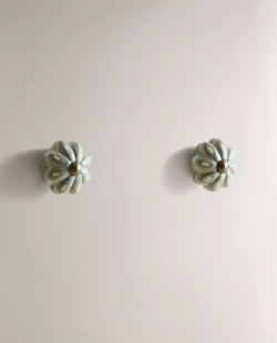 ZARA HOME НАБОР МЕБЕЛЬНЫХ РУЧЕК ИЗ КЕРАМИКИ «ЦВЕТОК» (2 ШТ.), ЗЕЛЕНЫЙ