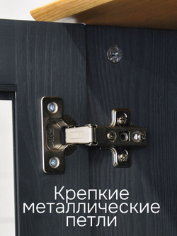Шкаф витрина 113х32х128, Бритта, стеклянная для посуды, двухдверная, буфет деревянный, массив сосны, с 4 ящиками, серый/антик, Dipriz