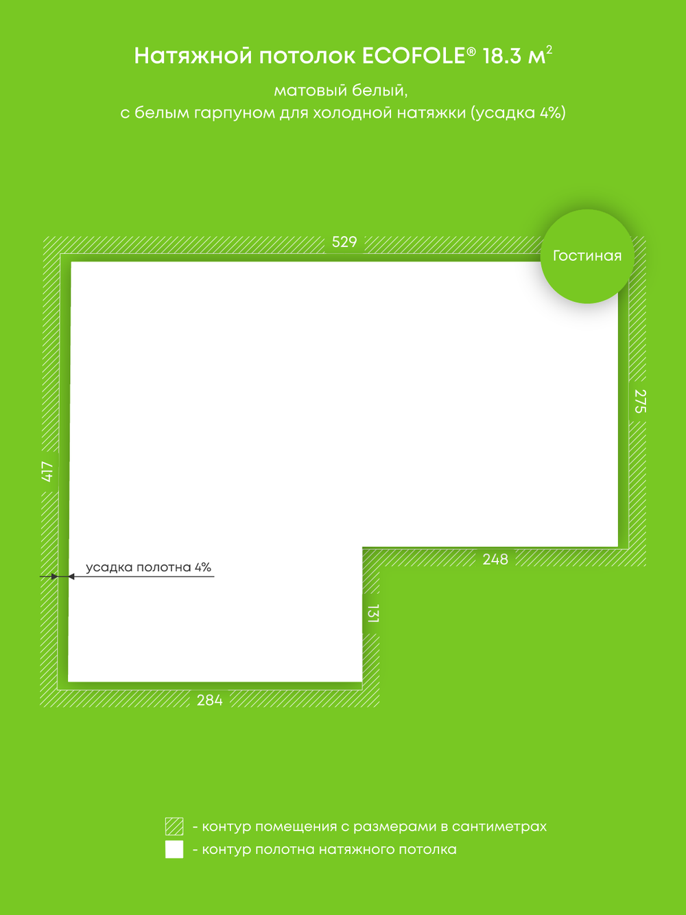 Натяжные потолки 6.8 м2, 7.1 м2, 18.3 м2