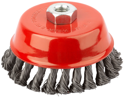 Корщетка-чашка, гайка М14, стальная витая проволока 125 мм 39469