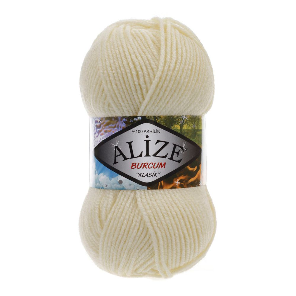 Пряжа Alize (Ализе) Burcum Klasik / уп.5 мот. по 100 г, 210м, 001 кремовый A