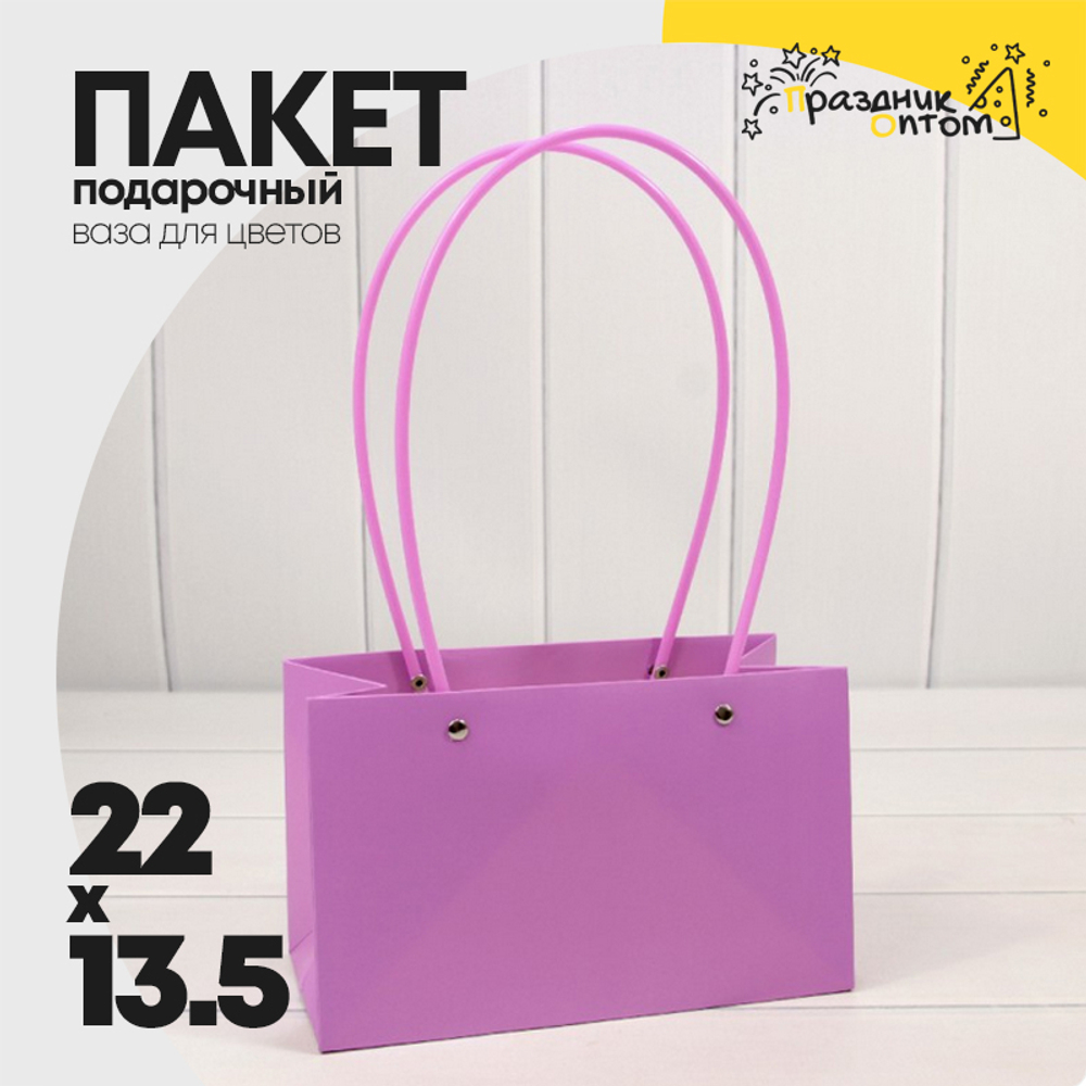 Пакет подарочный 22х13,5х10,5 Ваза для цветов (Фиолетовый)
