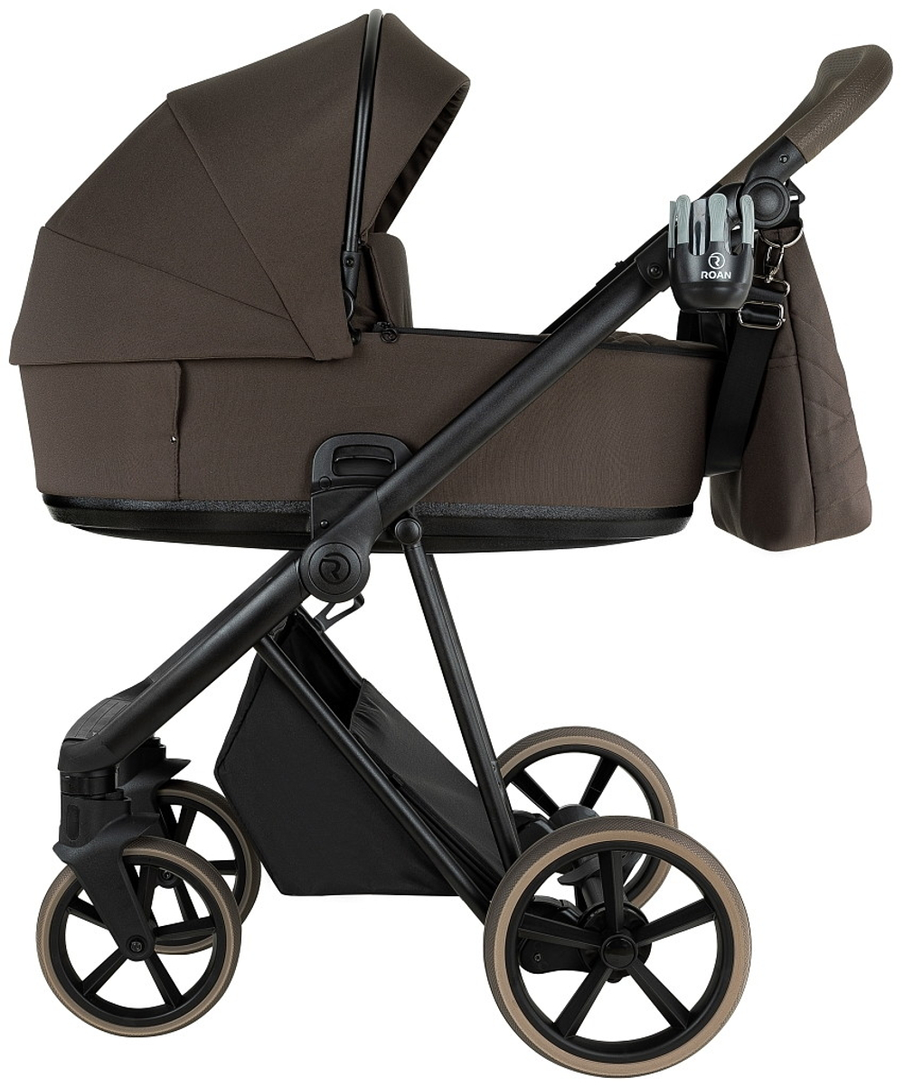 Детская коляска Roan Sol 2.0 3 в 1 с автокреслом Pituso Baesa Pro Black,Beige Canopy SLL/34/T Turkish Coffe/Black/руч.Cappuccino