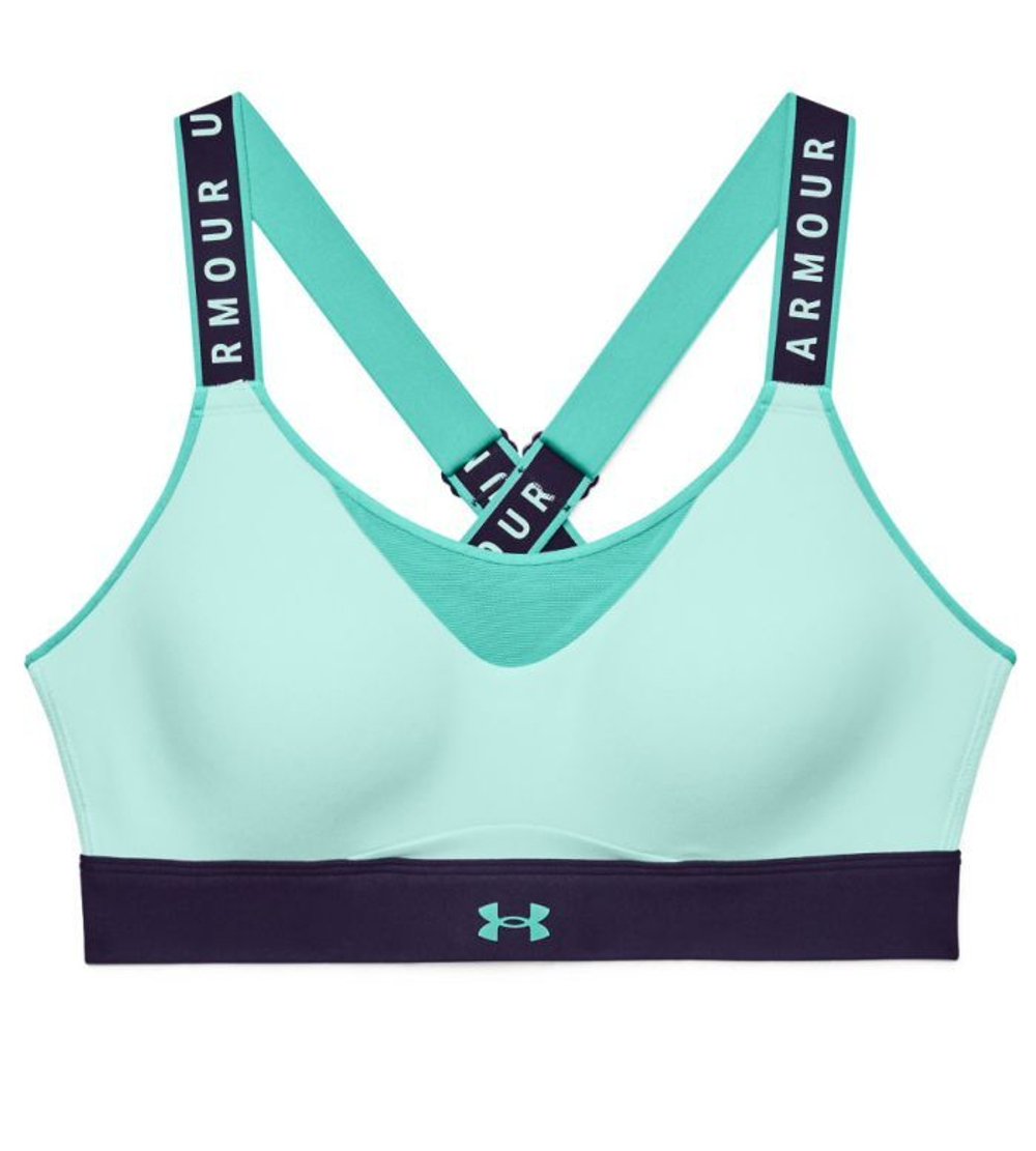 ТОП теннисный Under Armour Women's Infinity High Blocked Sports Bra - sea mist/purple switch