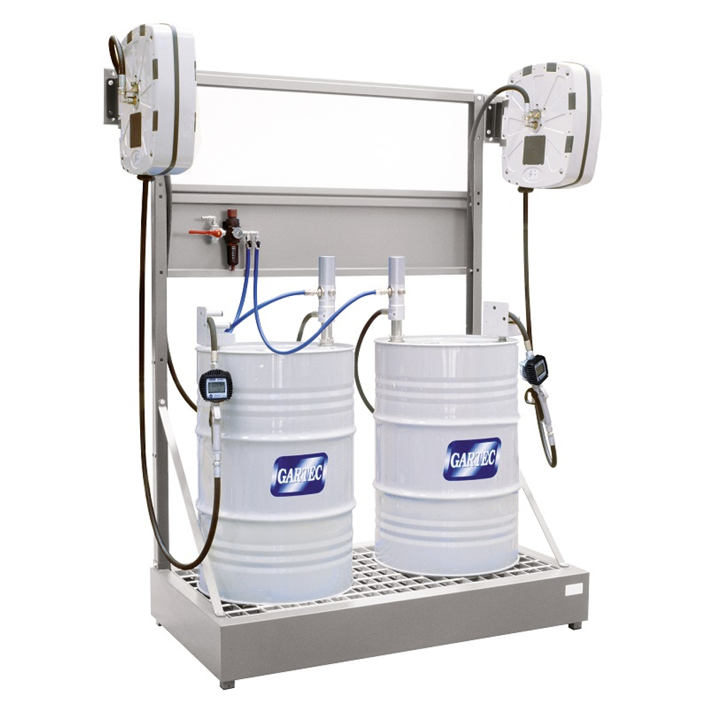 Комплект для раздачи 2-х сортов масел из 200 литровых бочек с катушками, GARTEC (Италия)