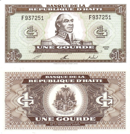 Гаити 1 гурд 1992-1993 Франсуа-Доминик Туссен Лувертюр UNC