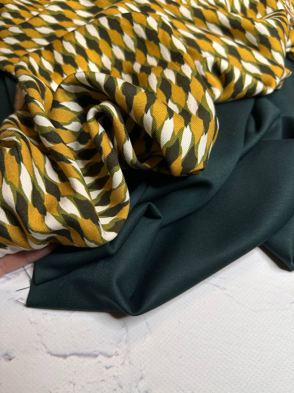 Костюмно-плательная смесовая однотонная поливискоза (64%полиэстер/33%вискоза/3%эластан, Сосна, 148, 285 гр/м2)