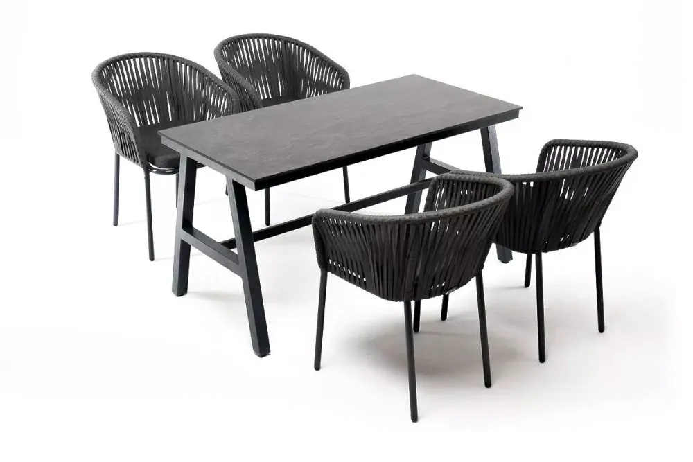 "Рио" обеденная группа на 4 персоны, стол HPL "серый гранит", цвет серый