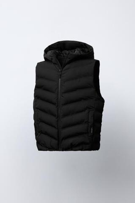 ZARA ОЧЕНЬ ЛЕГКИЙ ЖИЛЕТ WATER REPELLENT С КАПЮШОНОМ, ЧЕРНЫЙ