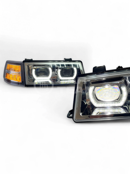 Фары ВАЗ 2110, 2112, 2111 передние тюнинг в стиле BMW 4 led модуля, хром маска, хром поворотники