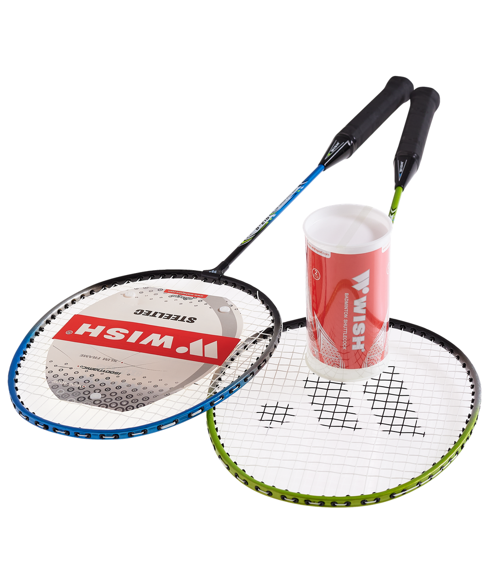 Набор для бадминтона Steeltec 216, 2 ракетки, 2 волана, зеленый/синий
