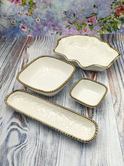 Салатник квадратный 20х6,5 см. Бусины