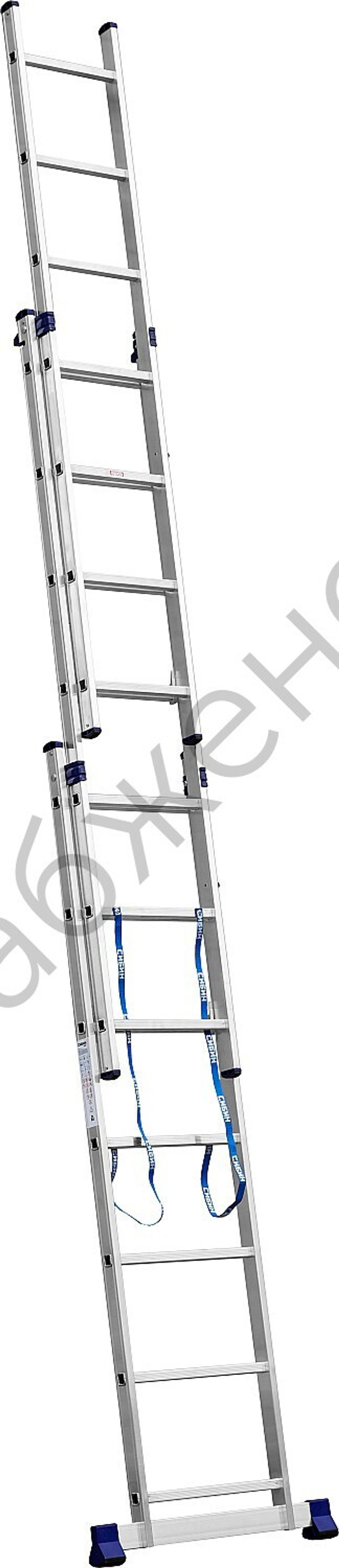СИБИН 7 ступеней, со стабилизатором, алюминиевая, трехсекционная лестница (38833-07)