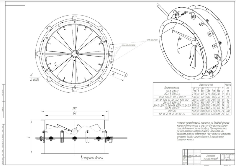 Осевой направляющий аппарат к ДН-17