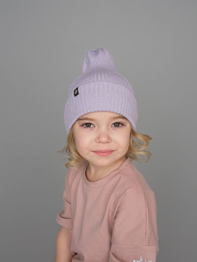 Шапка вязаная-резинка хлопковая КЭП(Лаванда)