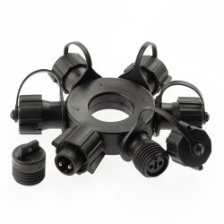 Разветвитель ЭРА ERAPS-OR для гирлянд IP65 круговой 6 гнезд черный | Профессиональное праздничное и новогоднее освещение