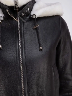 Дубленка женская натуральная короткая с капюшоном Турция