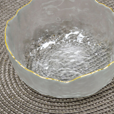 Миска 13*6,5см, прозрачная с золотой каймой, NNSW15