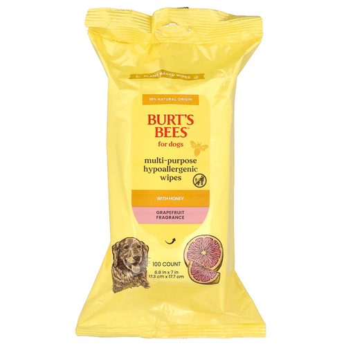 Burt's Bees, универсальные гипоаллергенные салфетки с медом, для собак, грейпфрут, 100 шт.