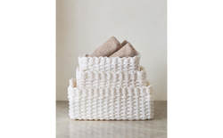 Zara Home Корзина из плетёной бумаги, цвет белый, 21 см