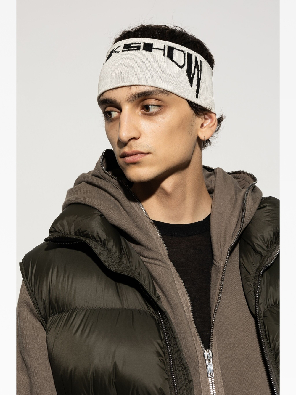 RICK OWENS DRKSHDW ПОВЯЗКА НА ГОЛОВУ С ЛОГОТИПОМ БЕЛАЯ DRKSHDW