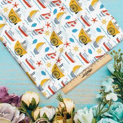 Ткань таффета детские кораблики